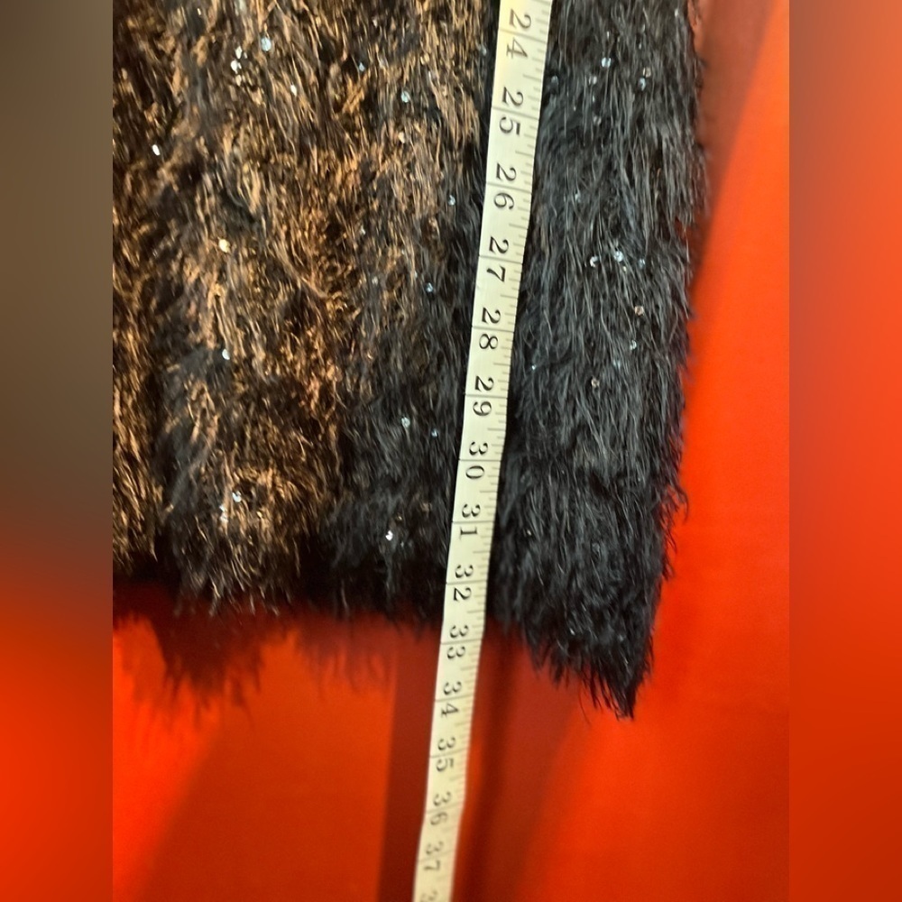 Vintage Forla Paris Design Women’s Fuzzy Sequin Tank Size S Vegan Fur Top Dress - Picture 6 of 12